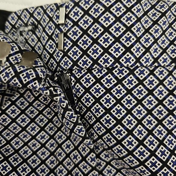 Katherine Barclay Geometric Pattern Cotton Black And Blue Ankle Chino Pants - Picture 4 of 9